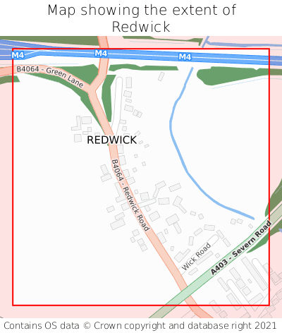 Map showing extent of Redwick as bounding box