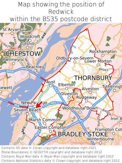 Map showing location of Redwick within BS35