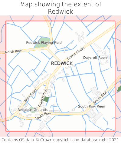 Map showing extent of Redwick as bounding box