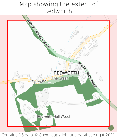 Map showing extent of Redworth as bounding box