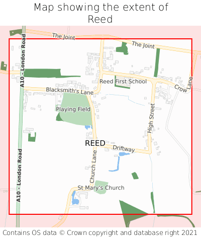 Map showing extent of Reed as bounding box