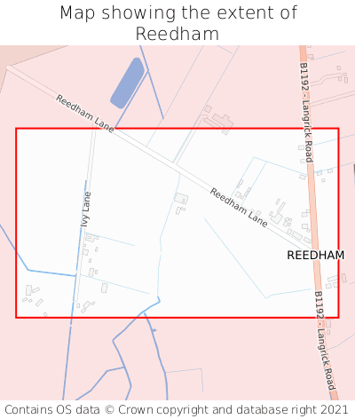 Map showing extent of Reedham as bounding box
