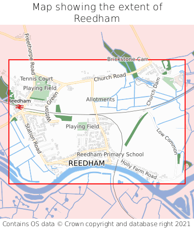 Map showing extent of Reedham as bounding box