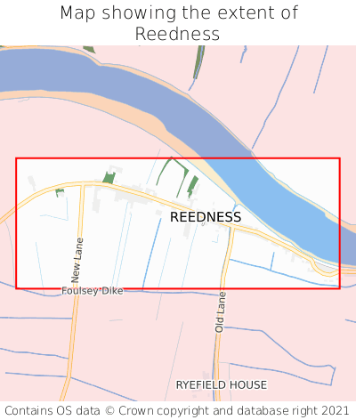 Map showing extent of Reedness as bounding box