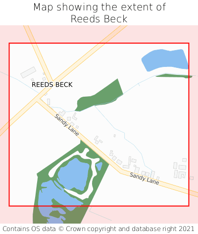 Map showing extent of Reeds Beck as bounding box