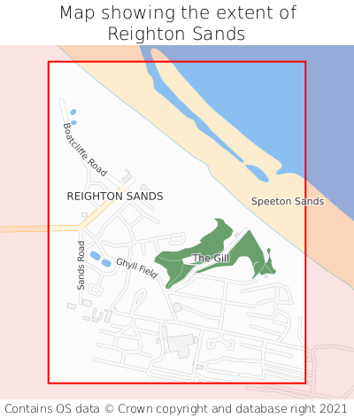 Map showing extent of Reighton Sands as bounding box