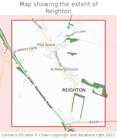 Map showing extent of Reighton as bounding box