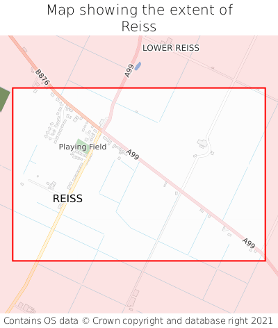 Map showing extent of Reiss as bounding box