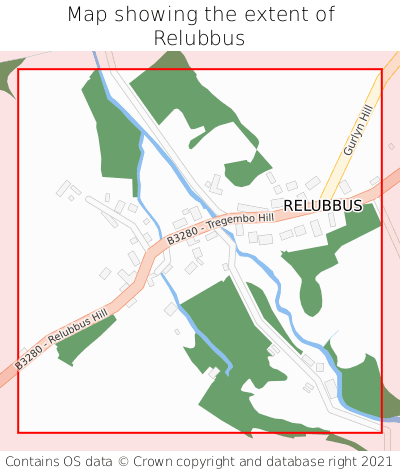 Map showing extent of Relubbus as bounding box