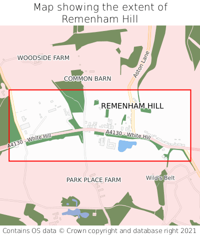Map showing extent of Remenham Hill as bounding box