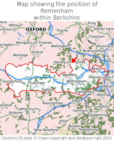 Map showing location of Remenham within Berkshire