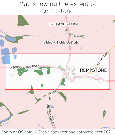 Map showing extent of Rempstone as bounding box