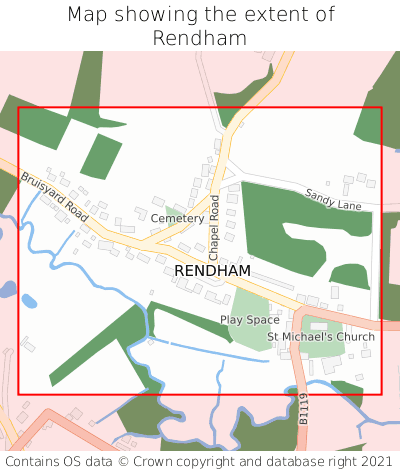 Map showing extent of Rendham as bounding box