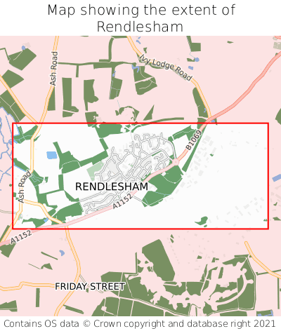 Map showing extent of Rendlesham as bounding box