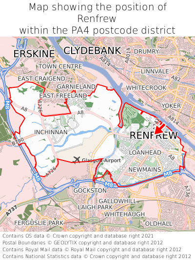 Map showing location of Renfrew within PA4