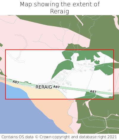 Map showing extent of Reraig as bounding box