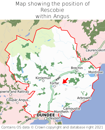 Map showing location of Rescobie within Angus