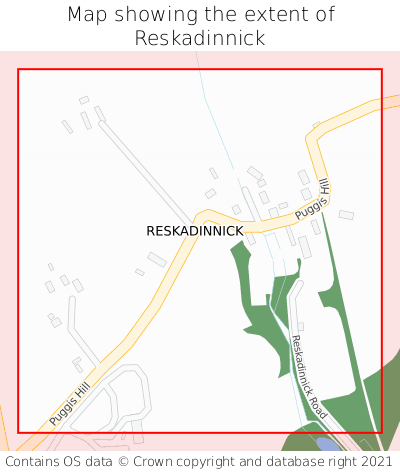 Map showing extent of Reskadinnick as bounding box
