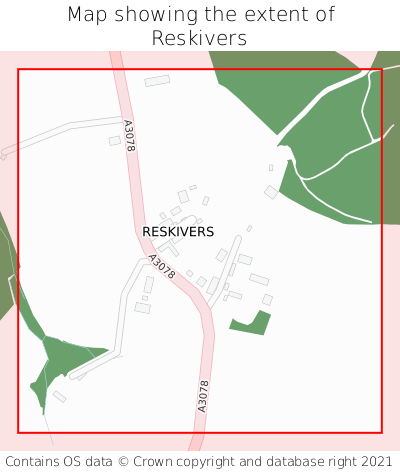 Map showing extent of Reskivers as bounding box