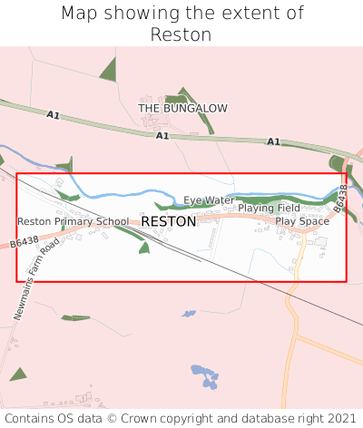 Map showing extent of Reston as bounding box