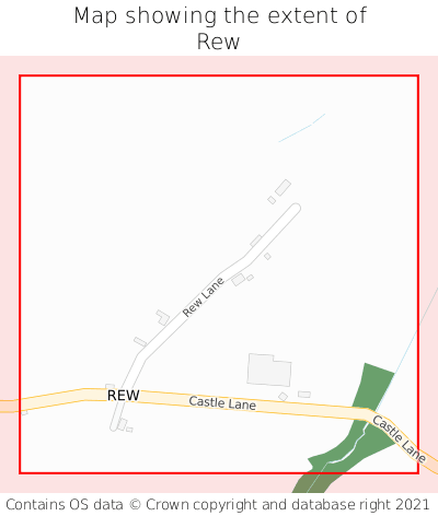 Map showing extent of Rew as bounding box