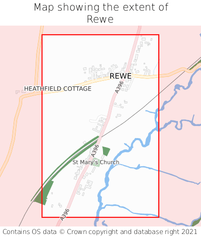 Map showing extent of Rewe as bounding box