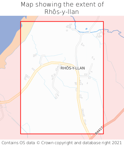 Map showing extent of Rhôs-y-llan as bounding box