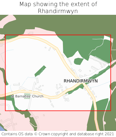 Map showing extent of Rhandirmwyn as bounding box