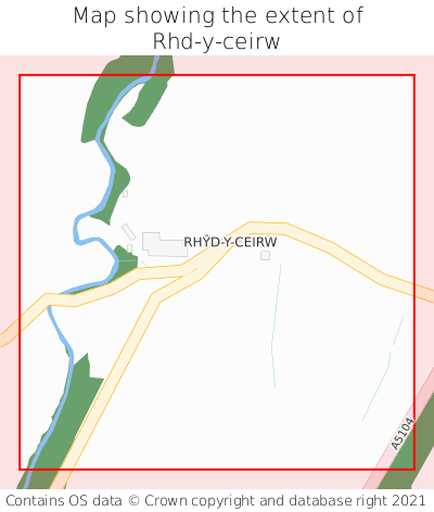 Map showing extent of Rhd-y-ceirw as bounding box