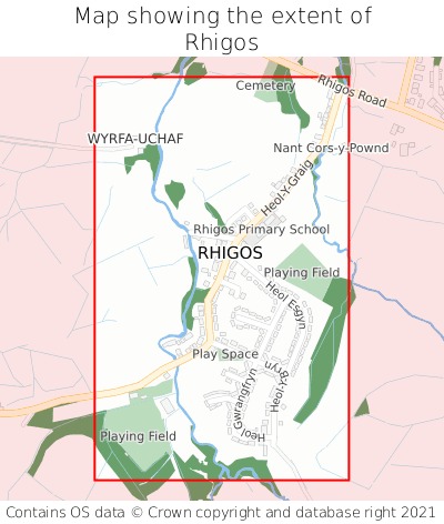 Map showing extent of Rhigos as bounding box