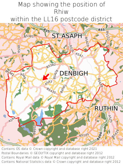 Map showing location of Rhiw within LL16