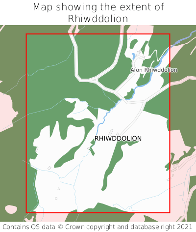 Map showing extent of Rhiwddolion as bounding box