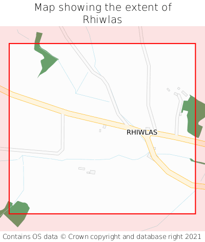 Map showing extent of Rhiwlas as bounding box