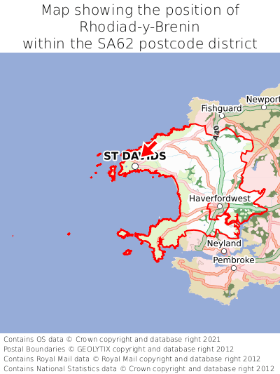 Map showing location of Rhodiad-y-Brenin within SA62