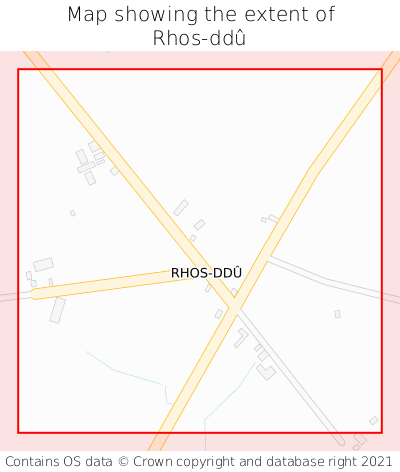 Map showing extent of Rhos-ddû as bounding box