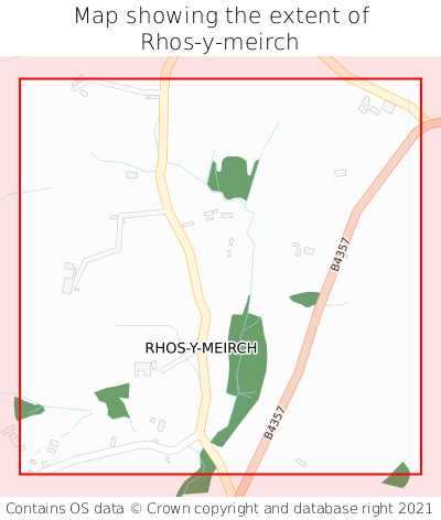 Map showing extent of Rhos-y-meirch as bounding box