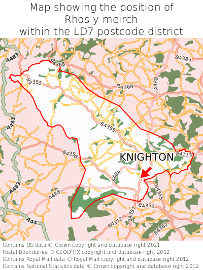 Map showing location of Rhos-y-meirch within LD7