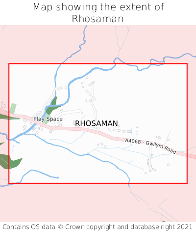 Map showing extent of Rhosaman as bounding box