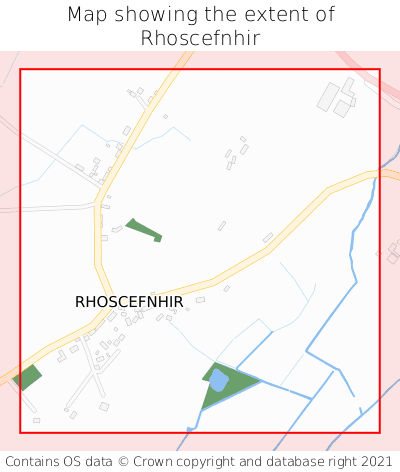 Map showing extent of Rhoscefnhir as bounding box
