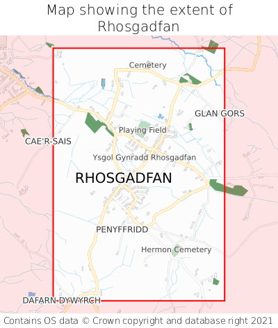 Map showing extent of Rhosgadfan as bounding box
