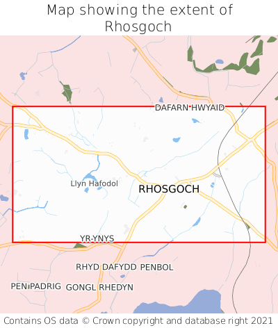 Map showing extent of Rhosgoch as bounding box