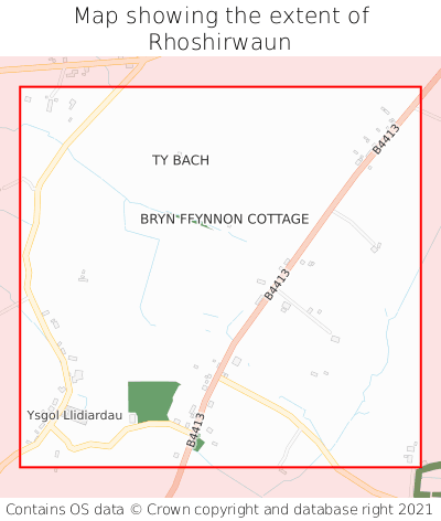 Map showing extent of Rhoshirwaun as bounding box