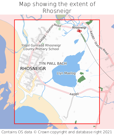 Map showing extent of Rhosneigr as bounding box