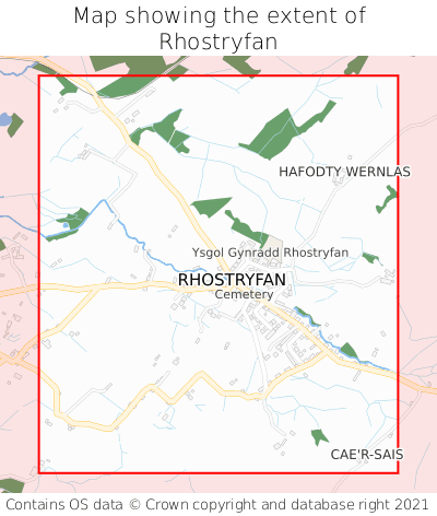 Map showing extent of Rhostryfan as bounding box