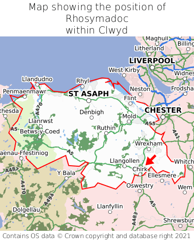 Map showing location of Rhosymadoc within Clwyd