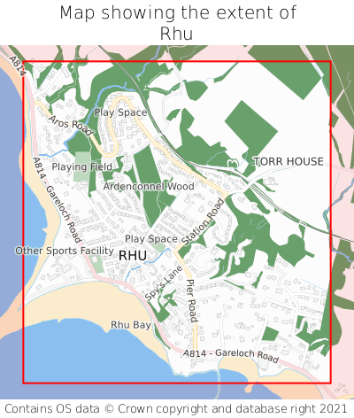 Map showing extent of Rhu as bounding box