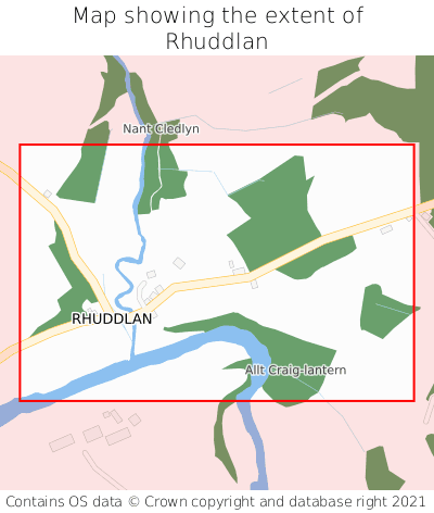 Map showing extent of Rhuddlan as bounding box
