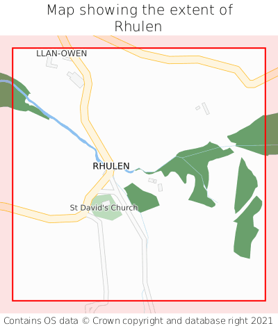 Map showing extent of Rhulen as bounding box