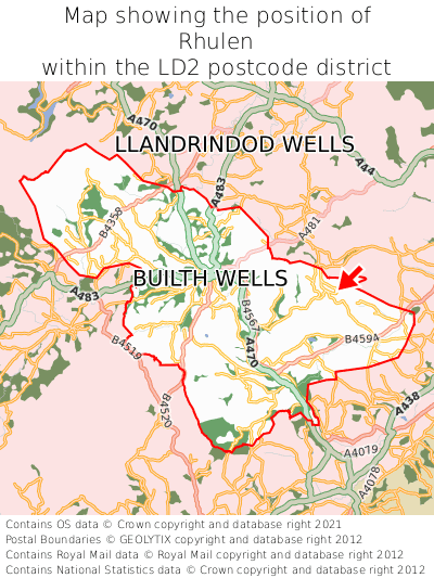 Map showing location of Rhulen within LD2