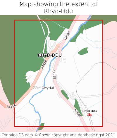 Map showing extent of Rhyd-Ddu as bounding box